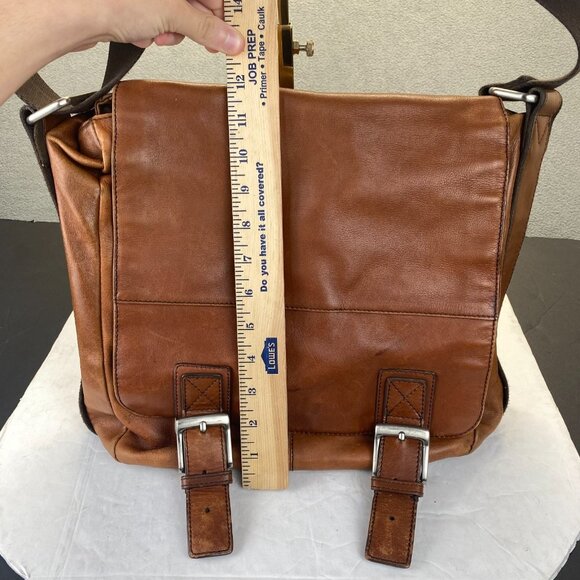Fossil Leather Messenger Bag Brown‎ Crossbody Shoulder Laptop Work Satchel,VTG - Picture 7 of 16